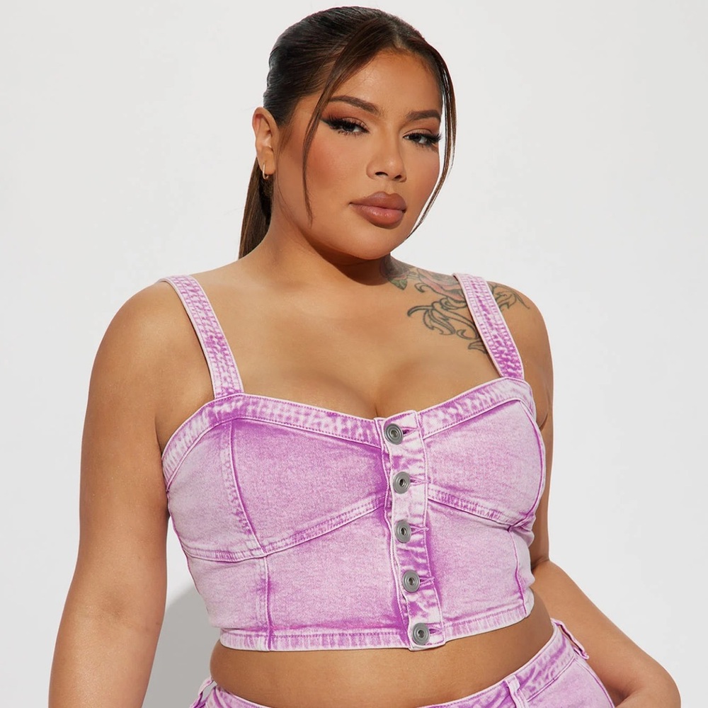 Fashion Nova Curve Plus Size Pink Denim Set - Picture 5 of 16